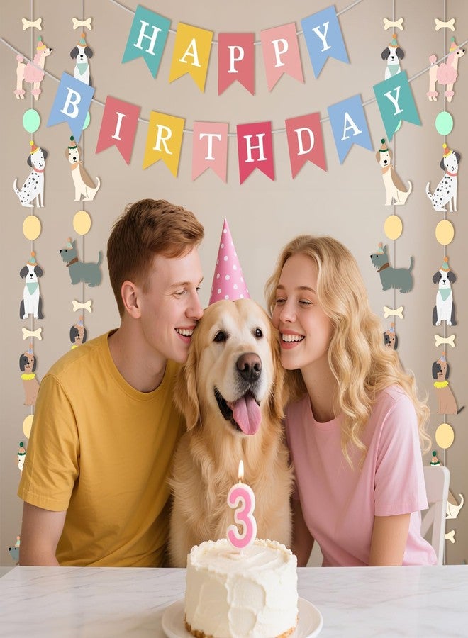 Aufee Dog Themed Happy Birthday Decoration Colorful Dog Party Backup Banner for Dogs 1st 2nd 3rd Birthday Decoration, Animal Themed Party,Livingrom Bedroom Centerpieces Decor - Image 5